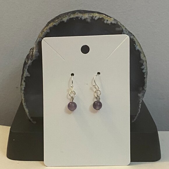 NEW Amethyst 6mm crystal earrings - Picture 1 of 5